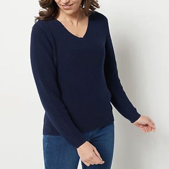 Belle by Kim Gravel Shaker Stitch Sweater with Seam Detail - Picture 1 of 3